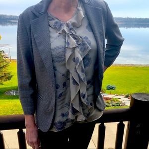 Cabi Barrister Tweed Blazer Jacket Career Ruched Style 923 Lined & 3/4 sleeves